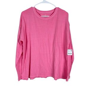 Free People We The Free Oversized Nina Long Sleeve Tee Womens Sz Small Pink NWT